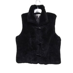 Faux Fur Black Vest Button Down